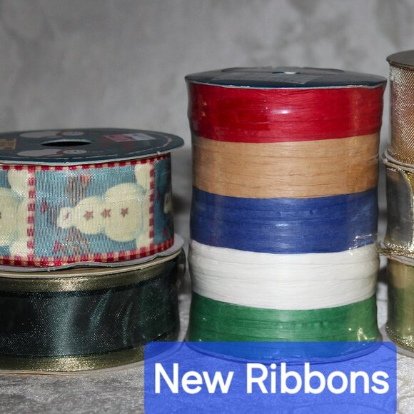 Lot of Vintage Christmas & Everyday Ribbons | Gold Ribbon | Glitter Ribbon - Picture 2 of 6
